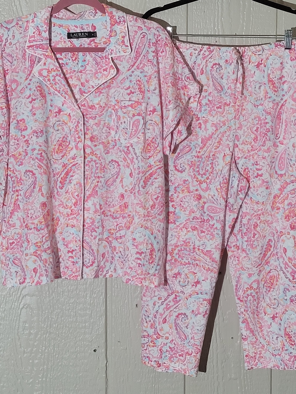 Lauren Ralph Lauren Pink Paisley Cotton Pajama Set